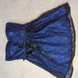 As U Wish Black and Blue Lace Strapless Dress